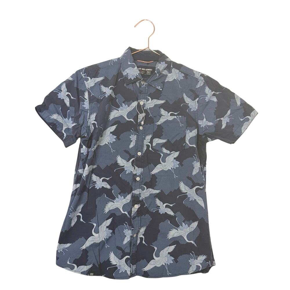 RJC
Men's Navy Crane Pattern Shirt small button down